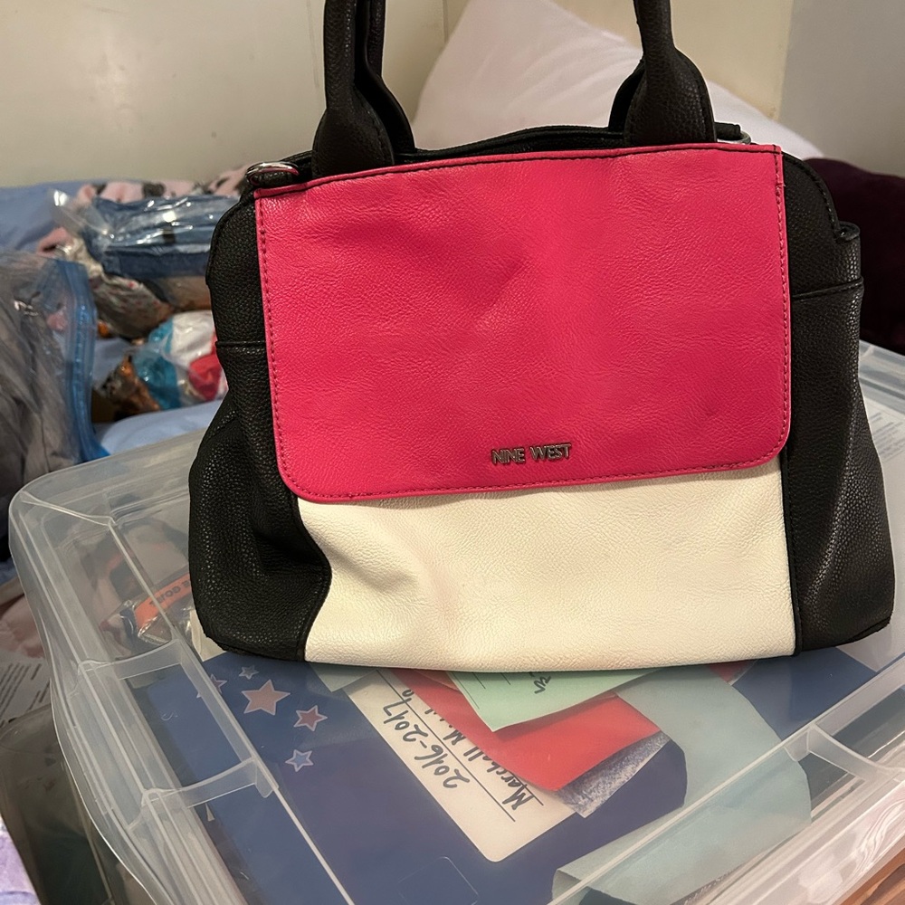 Nine West Black, Pink, and Cream Satchel